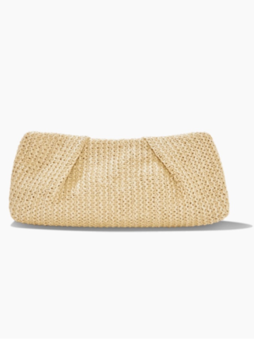 NEW Natural Raffia Pleated Clutch - Beige